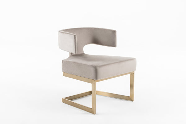 VIG Furniture Calvo Off-White Velvet Dining Chair With Brass Frame, Open-Back Encircling Arms, Fully Assembled VGVCB897A-OWHT