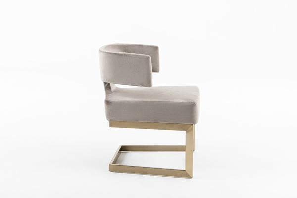 VIG Furniture Calvo Off-White Velvet Dining Chair With Brass Frame, Open-Back Encircling Arms, Fully Assembled VGVCB897A-OWHT