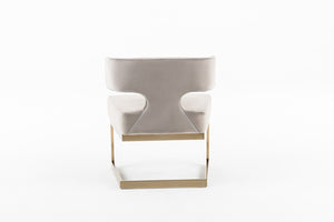 VIG Furniture Calvo Off-White Velvet Dining Chair With Brass Frame, Open-Back Encircling Arms, Fully Assembled VGVCB897A-OWHT