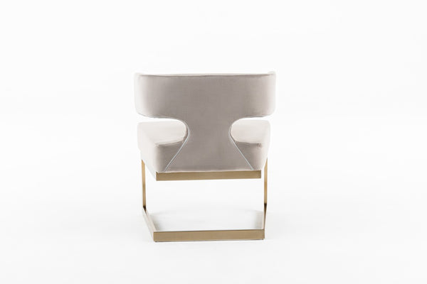 VIG Furniture Calvo Off-White Velvet Dining Chair With Brass Frame, Open-Back Encircling Arms, Fully Assembled VGVCB897A-OWHT