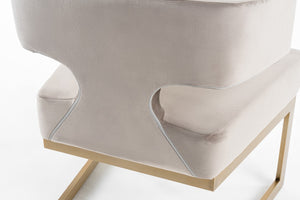 VIG Furniture Calvo Off-White Velvet Dining Chair With Brass Frame, Open-Back Encircling Arms, Fully Assembled VGVCB897A-OWHT