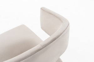 VIG Furniture Calvo Off-White Velvet Dining Chair With Brass Frame, Open-Back Encircling Arms, Fully Assembled VGVCB897A-OWHT