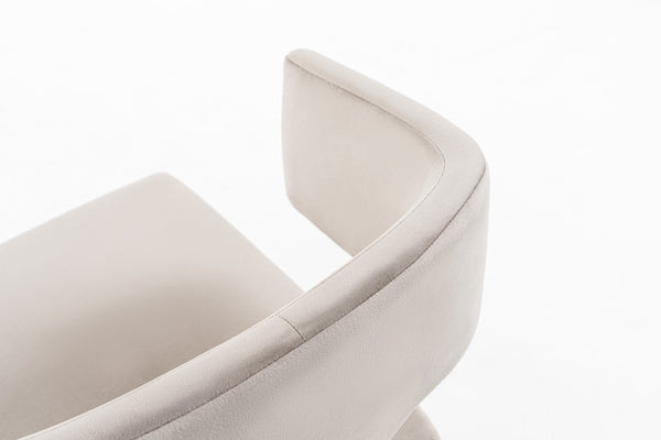 VIG Furniture Calvo Off-White Velvet Dining Chair With Brass Frame, Open-Back Encircling Arms, Fully Assembled VGVCB897A-OWHT
