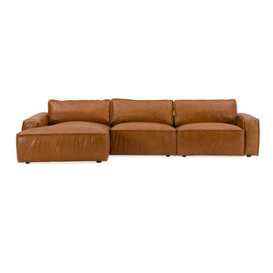 VIG Furniture Cambria Cognac Leather Laf Sectional Sofa With Foam-Feather Cushions, Sinuous Springs, 126.5" VGKK-KF1123-SECT