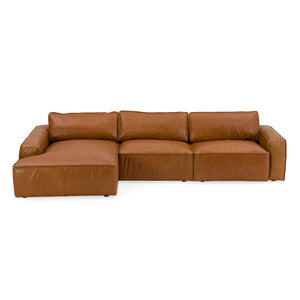 VIG Furniture Cambria Cognac Leather Laf Sectional Sofa With Foam-Feather Cushions, Sinuous Springs, 126.5" VGKK-KF1123-SECT