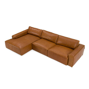 VIG Furniture Cambria Cognac Leather Laf Sectional Sofa With Foam-Feather Cushions, Sinuous Springs, 126.5" VGKK-KF1123-SECT
