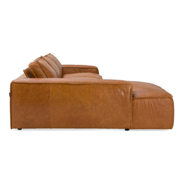 VIG Furniture Cambria Cognac Leather Laf Sectional Sofa With Foam-Feather Cushions, Sinuous Springs, 126.5" VGKK-KF1123-SECT