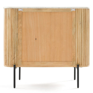 VIG Furniture Cambridge Mango Wood Dresser With India Carrara Marble Top, 3 Drawers, Brass Handles, Modern Contrast VGED-RID108312