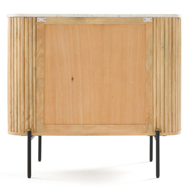 VIG Furniture Cambridge Mango Wood Dresser With India Carrara Marble Top, 3 Drawers, Brass Handles, Modern Contrast VGED-RID108312