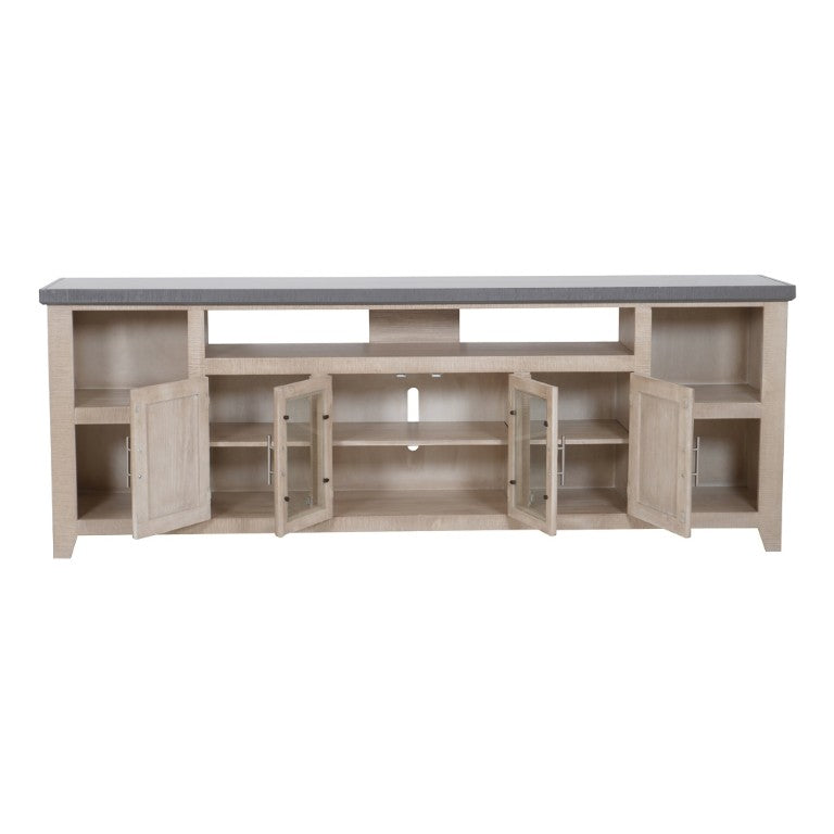 Origins Camden Extra-Wide Two-Tone TV Console with Driftwood Finish, Slate Top, Cable Management & Storage HG9500-20