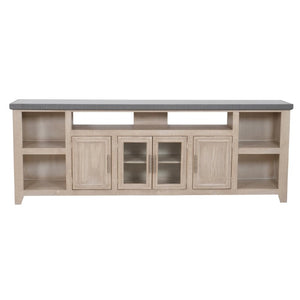 Origins Camden Extra-Wide Two-Tone TV Console with Driftwood Finish, Slate Top, Cable Management & Storage HG9500-20
