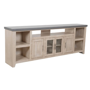 Origins Camden Extra-Wide Two-Tone TV Console with Driftwood Finish, Slate Top, Cable Management & Storage HG9500-20