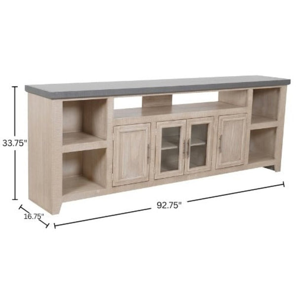 Origins Camden Extra-Wide Two-Tone TV Console with Driftwood Finish, Slate Top, Cable Management & Storage HG9500-20