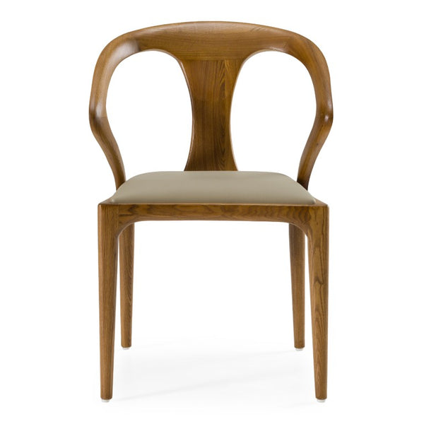 VIG Furniture Campbell Walnut Dining Chair With Vegan Leather Upholstery, Mid‑Century Sculpture And Comfort VGCSCH-9808A