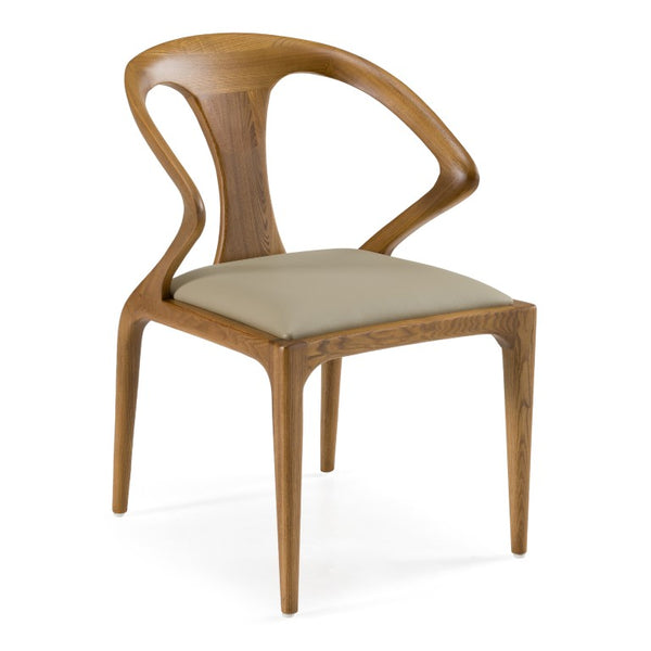 VIG Furniture Campbell Walnut Dining Chair With Vegan Leather Upholstery, Mid‑Century Sculpture And Comfort VGCSCH-9808A