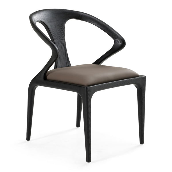 VIG Furniture Campbell Mid-Century Dining Chair In Grey Vegan Leather With Solid Black Ash Frame, No Assembly Needed VGCS-CH-9808A-GRY