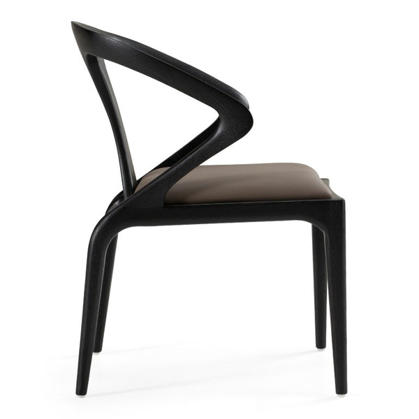 VIG Furniture Campbell Mid-Century Dining Chair In Grey Vegan Leather With Solid Black Ash Frame, No Assembly Needed VGCS-CH-9808A-GRY