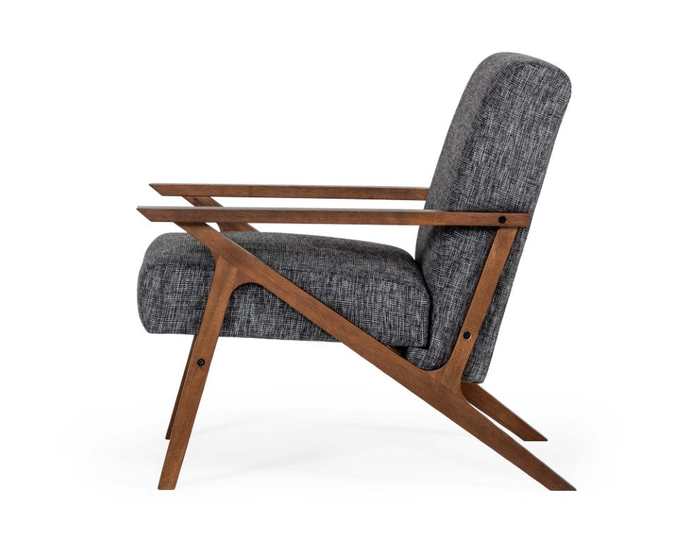 VIG Furniture Candea Compact Mid-Century Loveseat In Walnut & Heather Grey — Stain-Resistant Fabric, Seats 2, 500 Lb Capacity VGMAMI-997-LVST