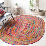 Safavieh Cape Cod 202 Hand Woven Natural Fiber Rug Red / Multi 5' x 5' Square