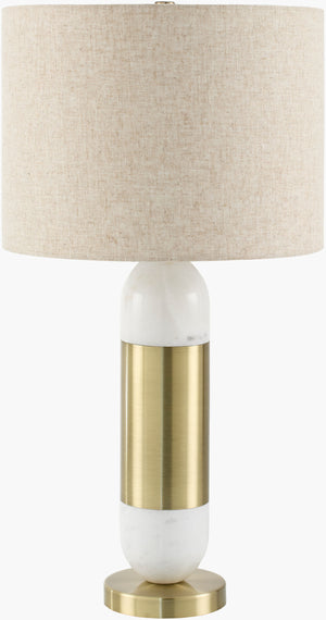 Surya Carina 29" Marble & Iron Accent Table Lamp - Chic Design, Easy Maintenance, Warm Glow For Home Elegance Body, White Marble,Iron,Iron,Linen,Polyester,Iron Car-002