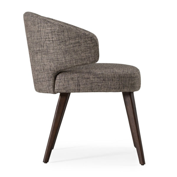 VIG Furniture Carlton Grey Fabric Dining Chair With Tapered Black Wood Legs, Ergonomic Sloped Back, Compact Comfort VGWCC115-GRY