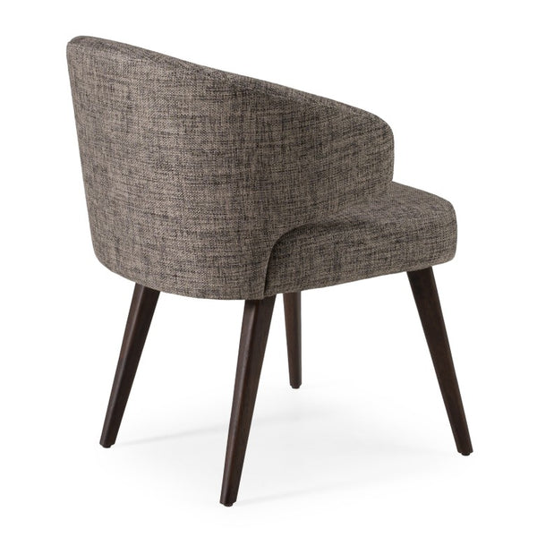 VIG Furniture Carlton Grey Fabric Dining Chair With Tapered Black Wood Legs, Ergonomic Sloped Back, Compact Comfort VGWCC115-GRY