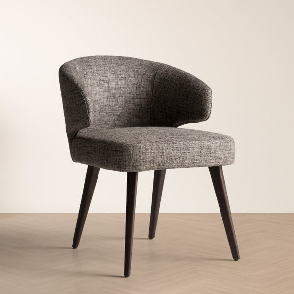 VIG Furniture Carlton Grey Fabric Dining Chair With Tapered Black Wood Legs, Ergonomic Sloped Back, Compact Comfort VGWCC115-GRY