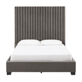 Homelegance By Top-Line Javier Tufted Solid Wood and Upholstered Platform Bed Grey Velvet