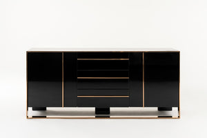 VIG Furniture Cartier High-Gloss Black Buffet With Brushed Rosegold Frame, Smooth Drawers & Ample Storage (W71") VGVCG-A002