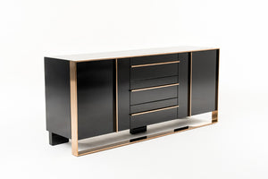 VIG Furniture Cartier High-Gloss Black Buffet With Brushed Rosegold Frame, Smooth Drawers & Ample Storage (W71") VGVCG-A002