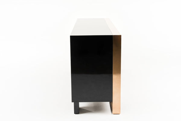 VIG Furniture Cartier High-Gloss Black Buffet With Brushed Rosegold Frame, Smooth Drawers & Ample Storage (W71") VGVCG-A002