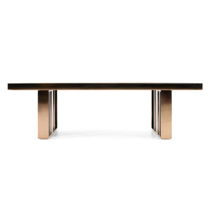 VIG Furniture Cartier Sleek Black High-Gloss Coffee Table With Rosegold Frame & Tempered Glass Top, 55"W X 16"H VGVCCT-A002