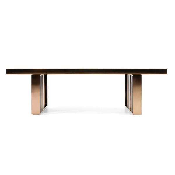 VIG Furniture Cartier Sleek Black High-Gloss Coffee Table With Rosegold Frame & Tempered Glass Top, 55"W X 16"H VGVCCT-A002