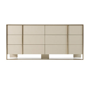 VIG Furniture Cartier Beige Shagreen Dresser With Brushed Brass Accents, 6 Drawers, Fully Assembled Luxury VGVC-J-A002-M
