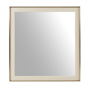 VIG Furniture Cartier Beige Shagreen Mirror With Brushed Brass Frame — Modern 41"W X 39"H Textural Accent Piece VGVC-J-A002-MR