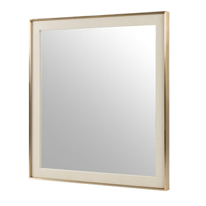 VIG Furniture Cartier Beige Shagreen Mirror With Brushed Brass Frame — Modern 41"W X 39"H Textural Accent Piece VGVC-J-A002-MR
