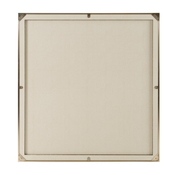 VIG Furniture Cartier Beige Shagreen Mirror With Brushed Brass Frame — Modern 41"W X 39"H Textural Accent Piece VGVC-J-A002-MR