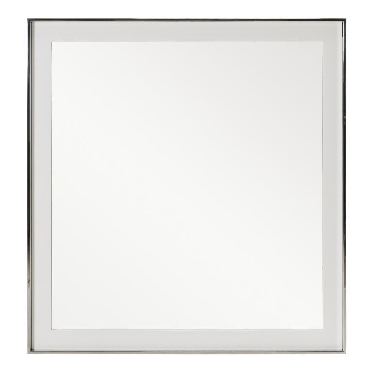 VIG Furniture Cartier Modern White High-Gloss Mirror With Polished Stainless Accents — Versatile Floor Or Wall Statement VGVC-J-A002-M-WHT