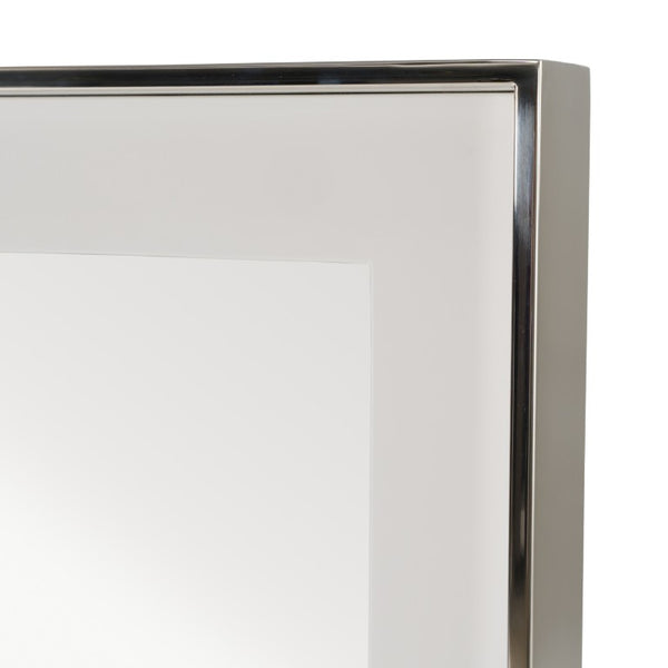 VIG Furniture Cartier Modern White High-Gloss Mirror With Polished Stainless Accents — Versatile Floor Or Wall Statement VGVC-J-A002-M-WHT
