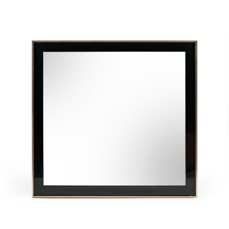 VIG Furniture Cartier Modern Black Mirror With Rosegold Accents, 41"X39" High-Gloss Frame, Versatile Floor/Wall Decor VGVCJ-A002-M