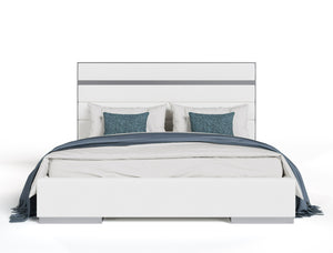 VIG Furniture Modrest Cartier - Modern White Vegan Leather + Stainless Steel Bed VGVC-BDA002-BED-WHT