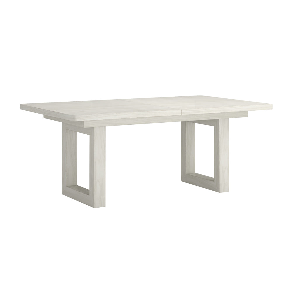 A.R.T. Furniture Cotiere Modern Rectangle Dining Table With Stylish Donut Legs & Adjustable Levelers For Versatility Linen Parawood Solids,Mixed Split Cathedral And Quarter White Oak Veneers,Fabric 299222-2349