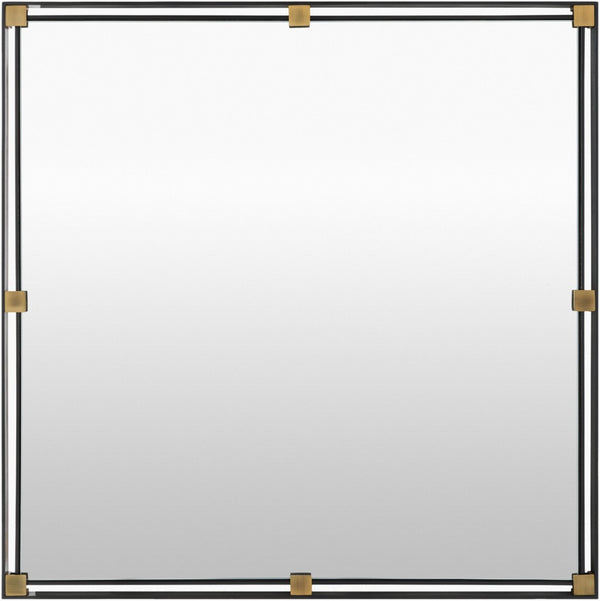 Surya Casimir Square Wall Mirror 36 Inch Handcrafted Frame for Entryway or Living Room CASI001-36361