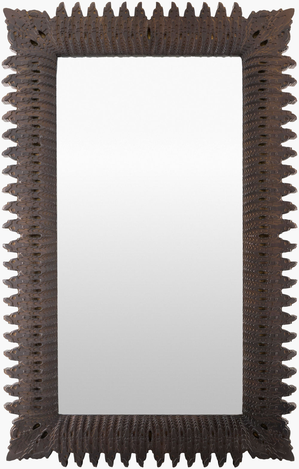 Surya Cassian Rustic Lodge 26"H X 39"W Accent Mirror - Nature-inspired Wall Decor For Cozy Spaces Frame, Metallic ,Bronze Mango Wood Cass001-5232
