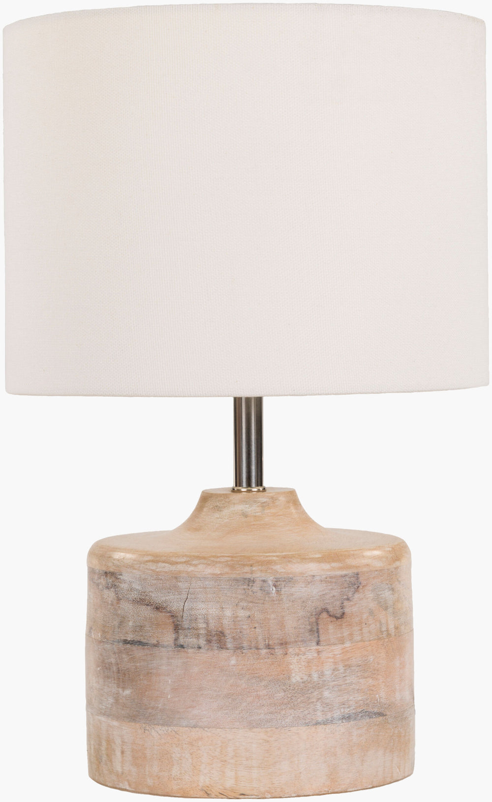 Surya Coast Table Lamp - Stylish 15" Accent Light In Mango Wood & Stainless Steel For Home Décor Charm White Wood Veneer,Cotton Cat972-tbl