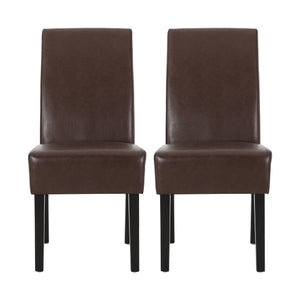 English Elm Dining Chair Set of 2 Upholstered Rubberwood Legs Minimalist Contemporary Seating 60162.00PUDBRN