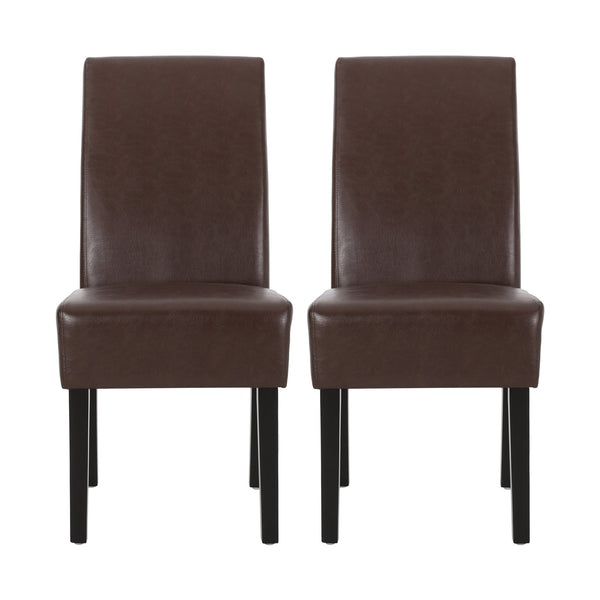 English Elm Dining Chair Set of 2 Upholstered Rubberwood Legs Minimalist Contemporary Seating 60162.00PUDBRN