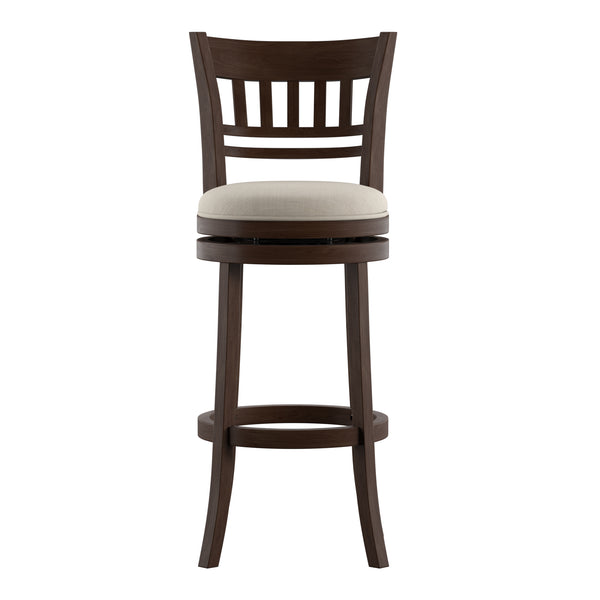Homelegance By Top-Line Alessandro Linen Lattice Back Swivel Bar Stool Beige Rubberwood