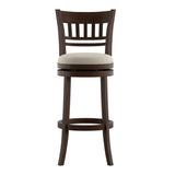 Homelegance By Top-Line Alessandro Linen Lattice Back Swivel Bar Stool Beige Rubberwood