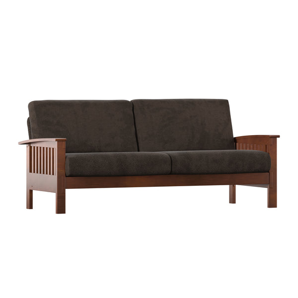 Homelegance By Top-Line Parcell Mission-Style Wood Sofa Brown Rubberwood